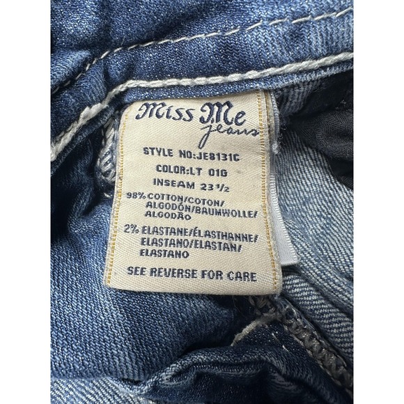 Miss Me Jeans Womens 28 Cropped Embroidered Pocket Distressed Denim‎ Denim Pants - Picture 6 of 8
